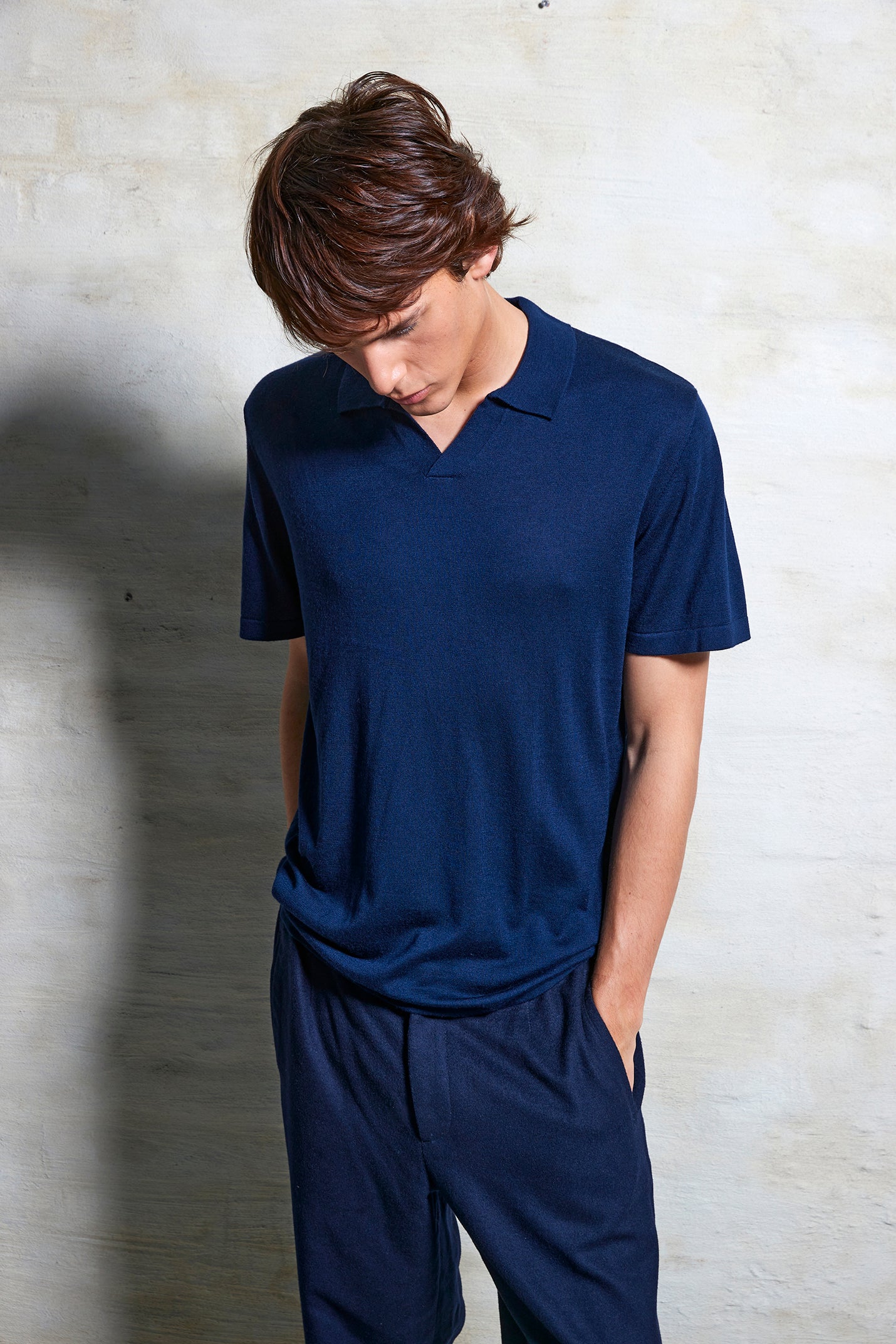 #2315 - Mens Lightweight Knitted Polo Shirt in Silk and Cashmere